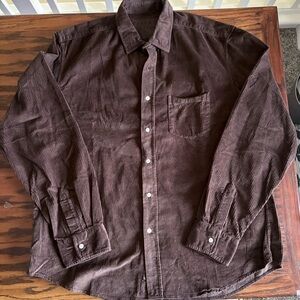 Frank & Eileen Luke Relaxed Corduroy Button Down Shirt in Espresso LARGE**